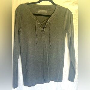 Eddie Bauer XS Gray waffle long sleeve shirt